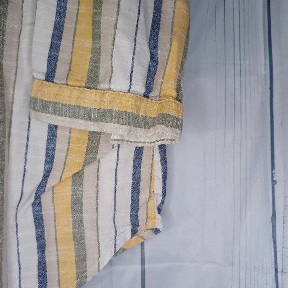 Unique Spectrum 3/4 sleeve100% cotton casual button-down striped shirt - Picture 9 of 9